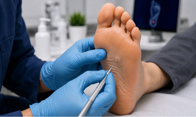 Verruca needling treatment at Sidcup Foot Clinic